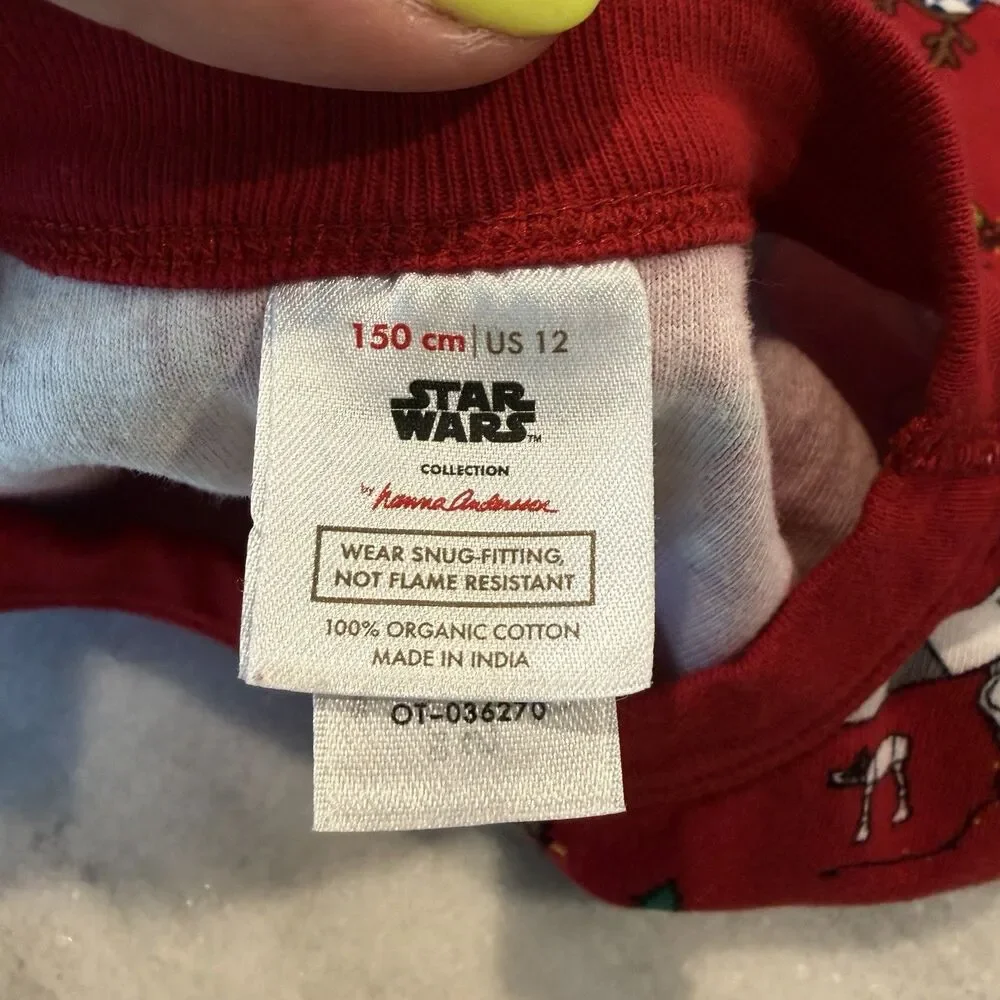 Hanna Andersson Red Star Wars Christmas Pajama Set Kids Size 12 100% Cotton EUC